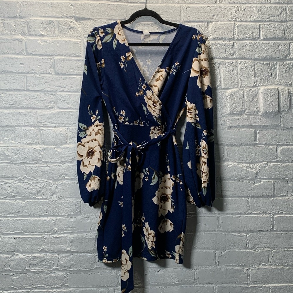 Navy blue dress with flowers!